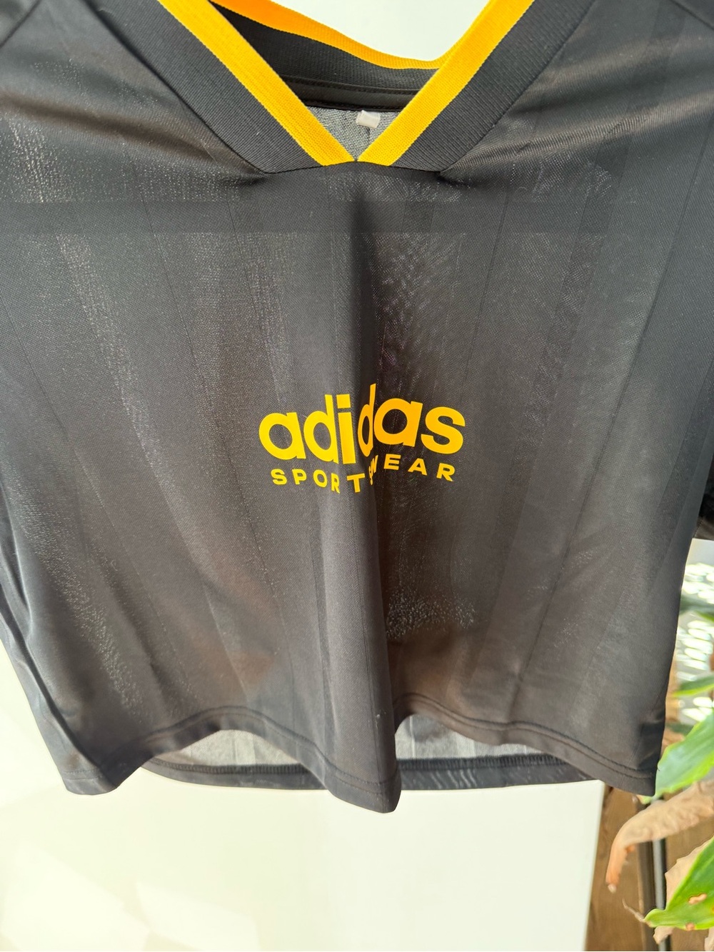 adidas Black V-Neck Men's Jersey with Yellow Logo